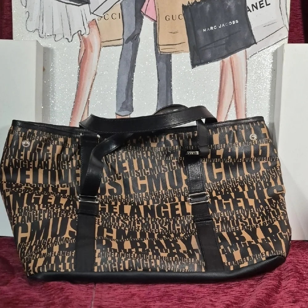 Graphic Logo Brown & Black Tote Bag - Unknown Brand NEW 2166 - Picture 1 of 5